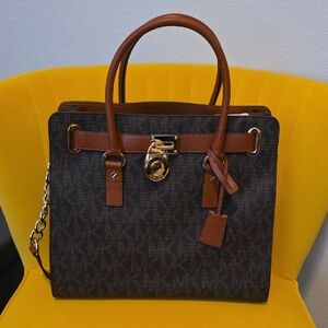 Michael Kors Dark Brown and Gold Large Tote